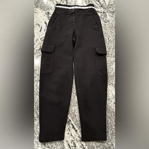 12- Size 00 medium Wilfred Free black cargo pants high-rise waist cargo pockets - Picture 4 of 10